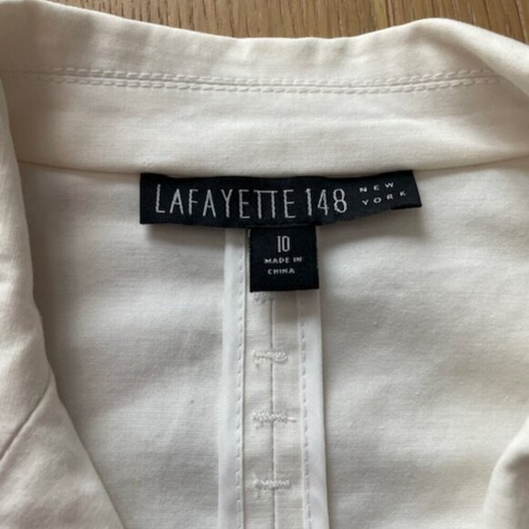 Lafayette 148 Cream Cotton Blend Blazer Size 8 - Picture 4 of 5